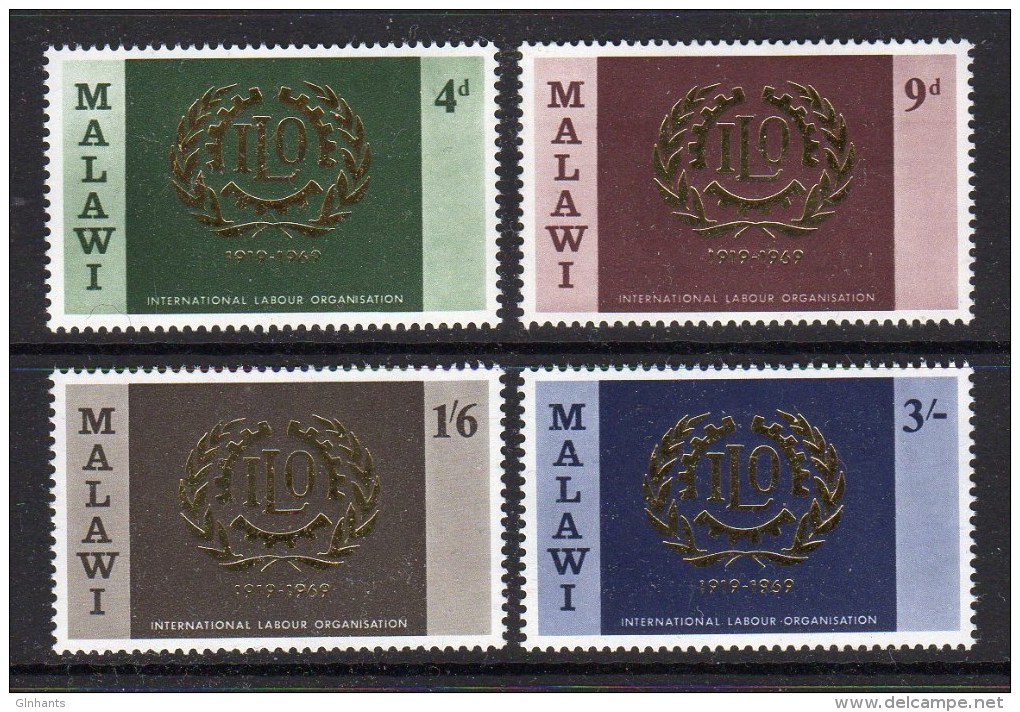 MALAWI - 1969 ILO INTERNATIONAL LABOUR ORGANISATION ANNIVERSARY SET (4V) SG 324-327 FINE MNH ** - ILO