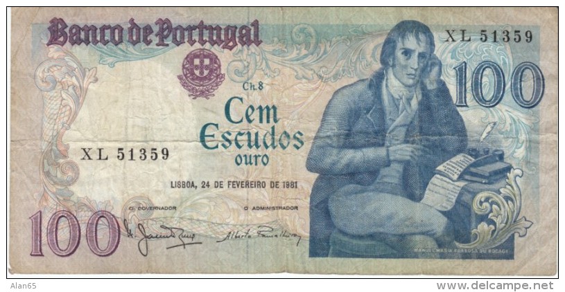 Portugal #178b, 100 Escudos 1981 Banknote Currency - Portugal