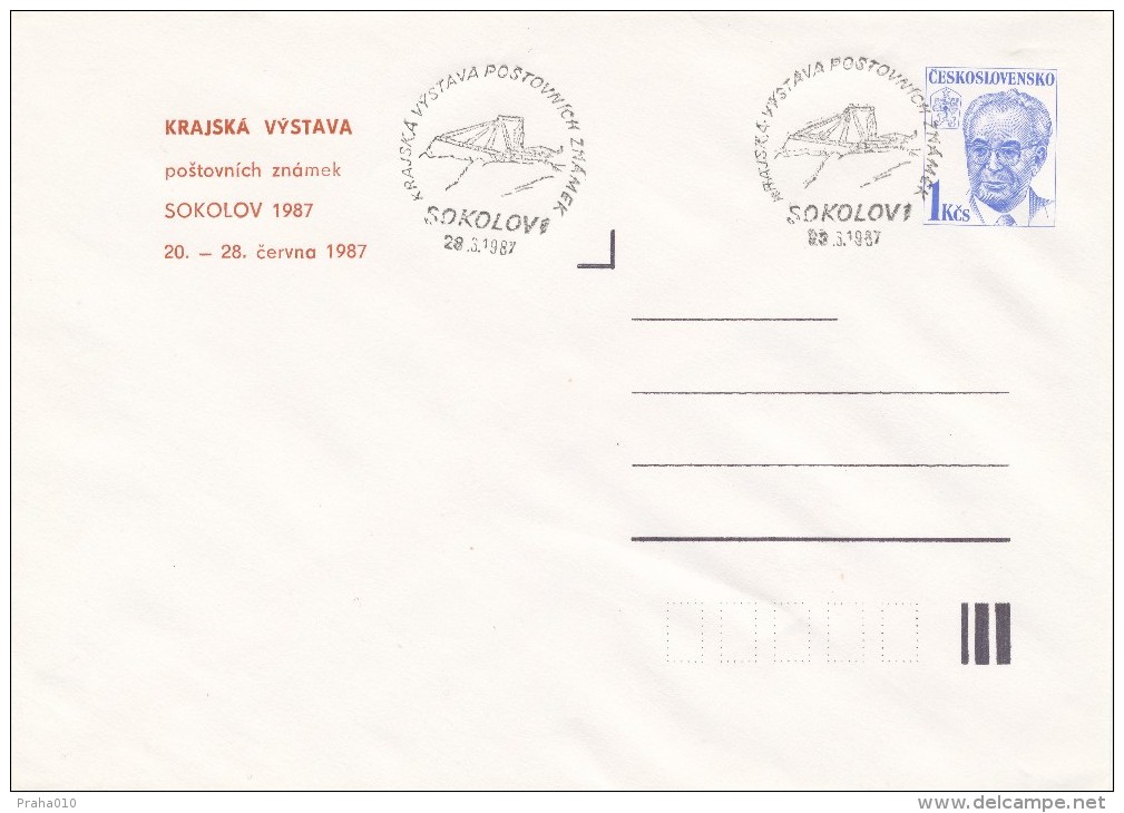 K1305 - Czechoslovakia (1987) Sokolov 1: Regional Philatelic Exhibition (Excavator - Coal Mining), Red Print - Covers