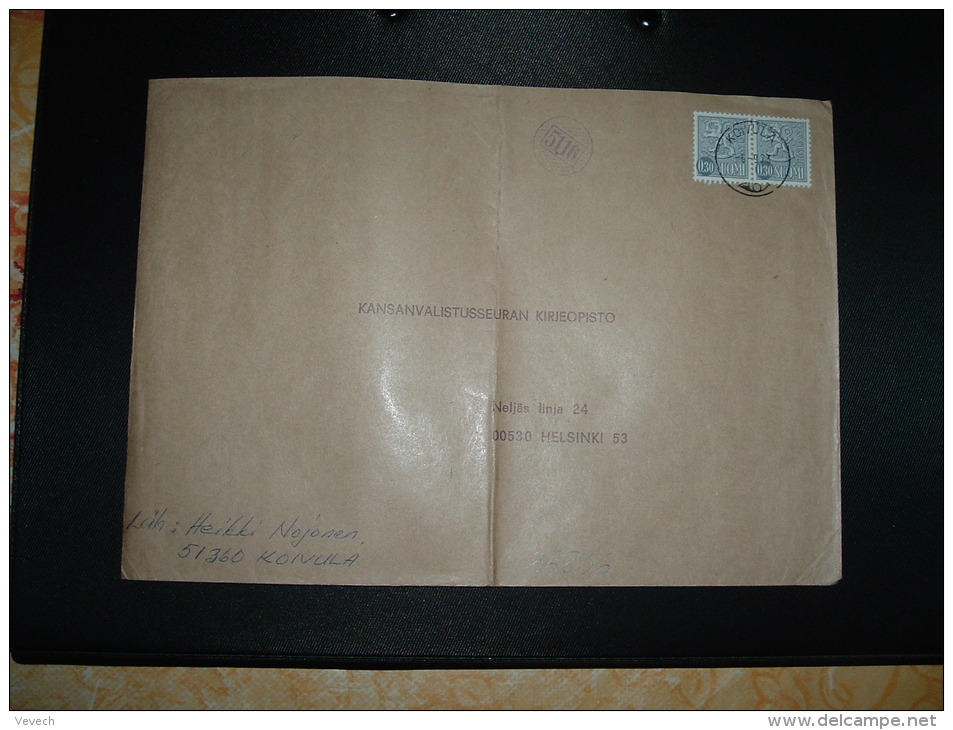 LETTRE TP 0,30 X2 OBL.6 9 73 KOIVULA + CACHET NUMERO 5116 - Lettres & Documents