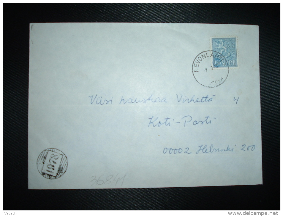 LETTRE TP 0,50 OBL.7 3 73 REVONLAHTI + CACHET NUMERO 1978 - Lettres & Documents