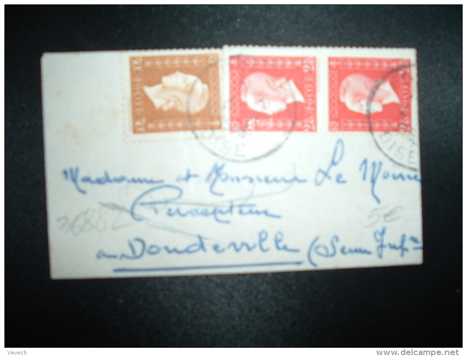 LETTRE MIGNONNETTE TP MARIANNE DE DULAC 2F40 X2 + 30c OBL.4-1-1953 FORMERIE OISE (60) - 1944-45 Marianne Van Dulac