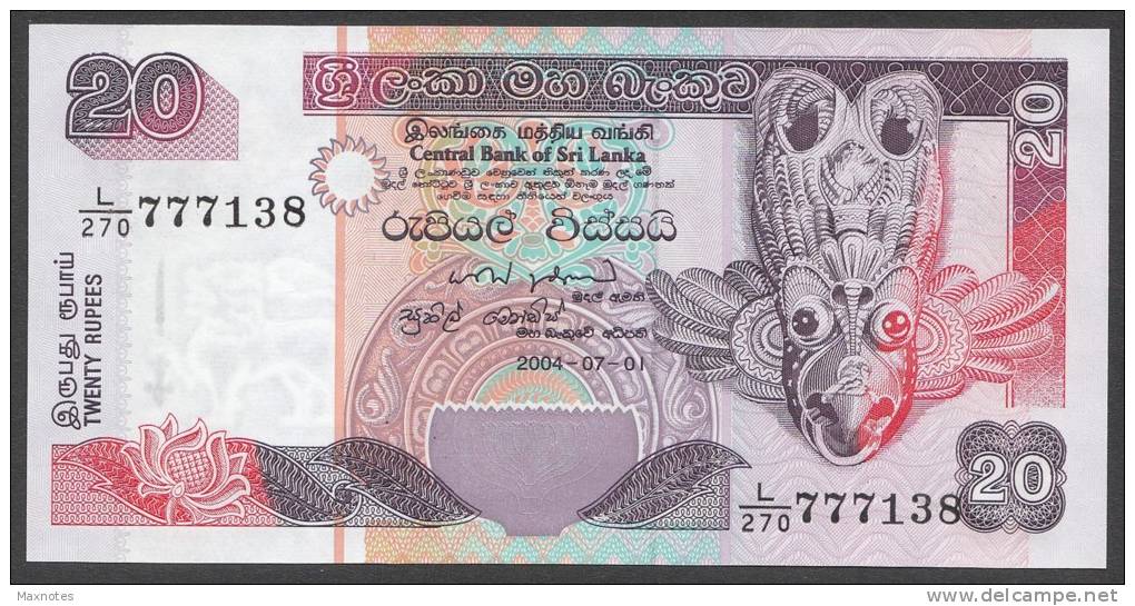SRI LANKA  :  20 Rupie 2004- P116b - UNC - Sri Lanka