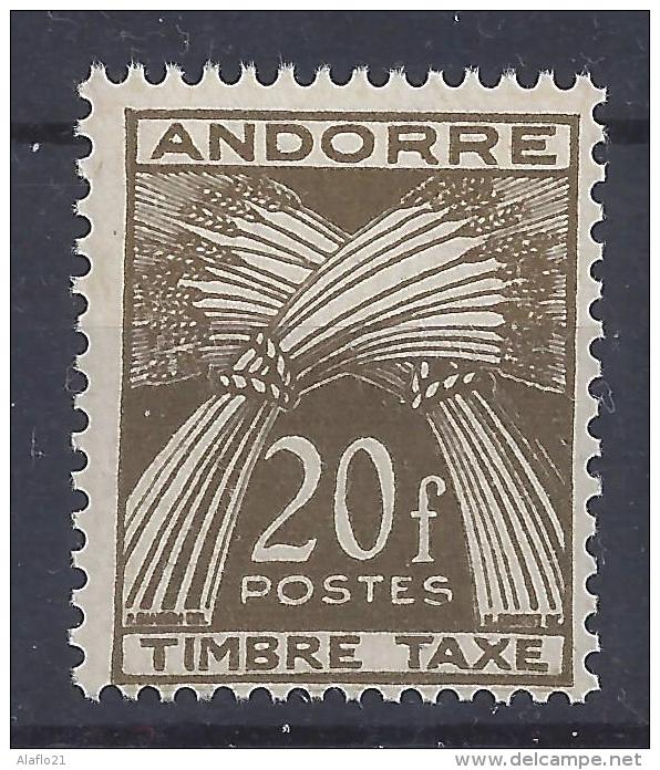 ANDORRE - TAXE N° 39 - NEUF SANS CHARNIERE - LUXE - Unused Stamps