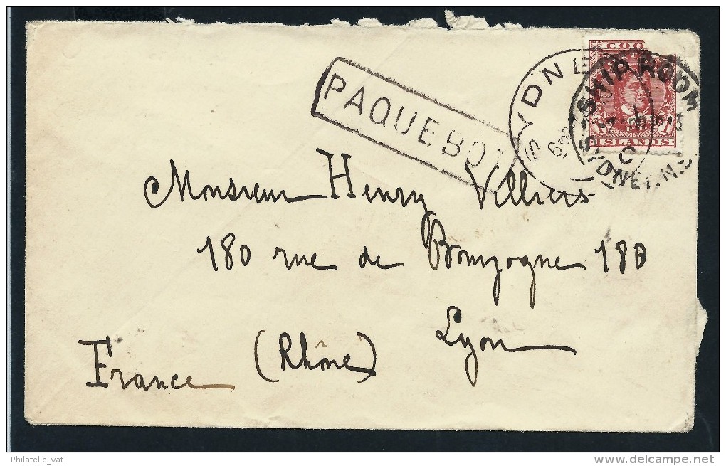 COOK - Enveloppe Pour La France En 1913 - Obl. Sydney Ship - Pas Commun - A Voir - Lot P11073bis - Cookinseln