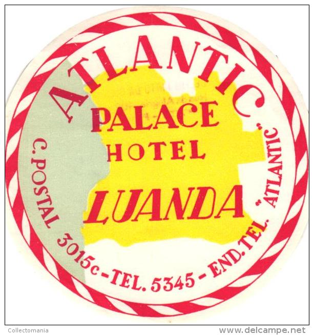 25 HOTEL Labels ANGOLA Luso Sarawak Gabela Luanda Benguela