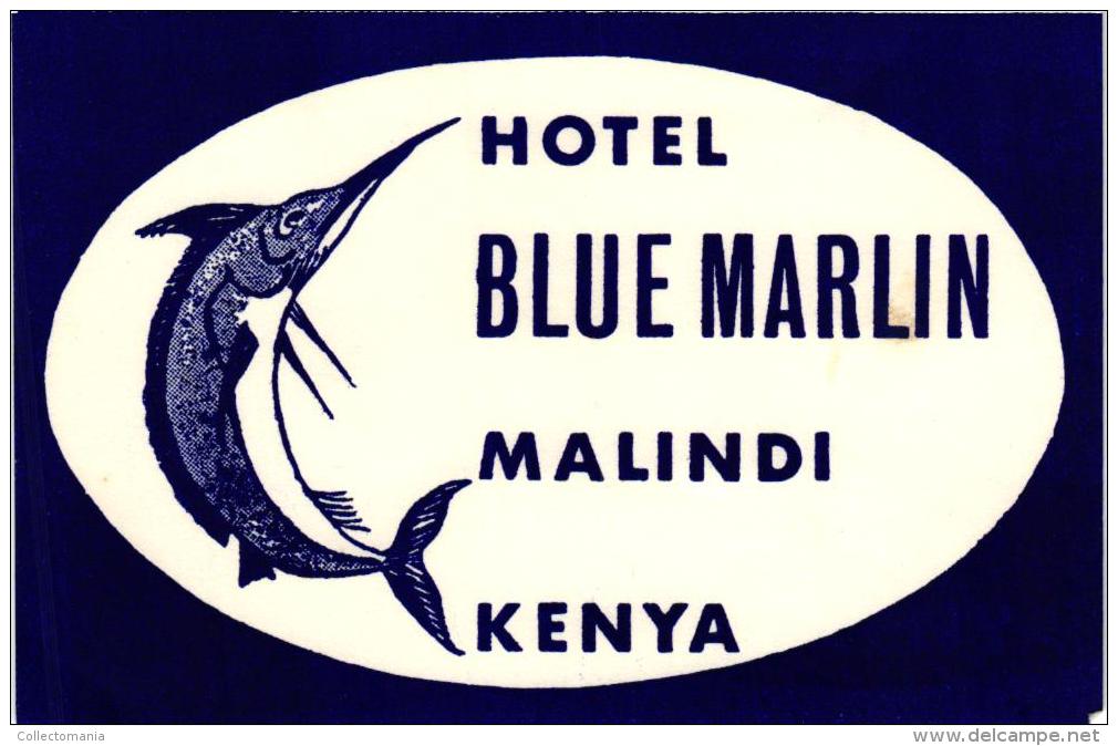 23 HOTEL Labels KENIA Mombasa Nairobi  Ukunda Kaptagat Malindi Sindbad Lawfords Eden Blue Marlin