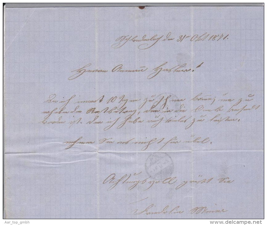 Heimat AG Schwaterloch 1871-11-01 Lang-O Brief Nach Hellikon - Brieven En Documenten