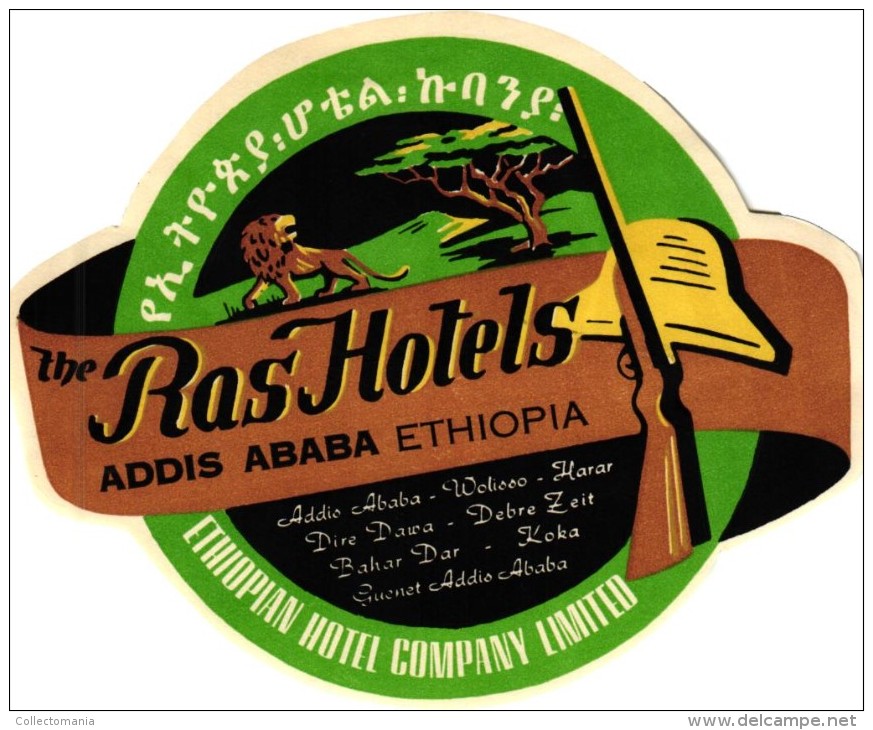 10 HOTEL Labels SOEDAN Khartoum ETHIOPIA Addis Ababa TUNESIA Tripoli Monastir EGYPT lexandria Luxor Cairo