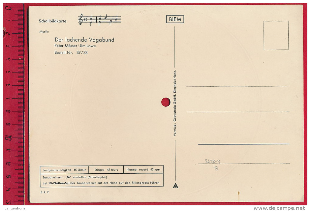 Maxi-Schallplatten-AK 'Der Lachende Vagabund' ~ Um 1965 - Sonstige & Ohne Zuordnung
