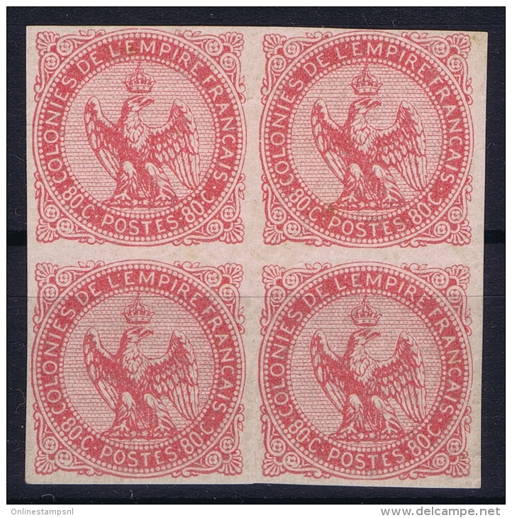 Colonies Fr.: Yv Nr  6 Bloc De 4, Has Some Spots  RR - Eagle And Crown