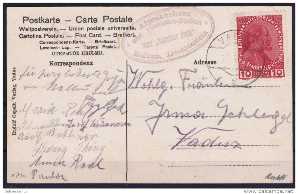 LIECHTENSTEIN: 1918 Scarce MALBUN Boxed In Violet +Postmark VADUZ  Mi 6  Bruno Rapp Certificate RRR - Storia Postale