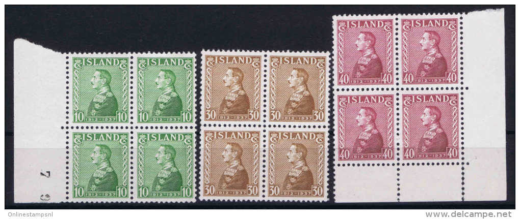 Island: Mi  Nr  187 - 189 MNH/** Sans Charnière  Postfrisch In 4-blocks - Ungebraucht