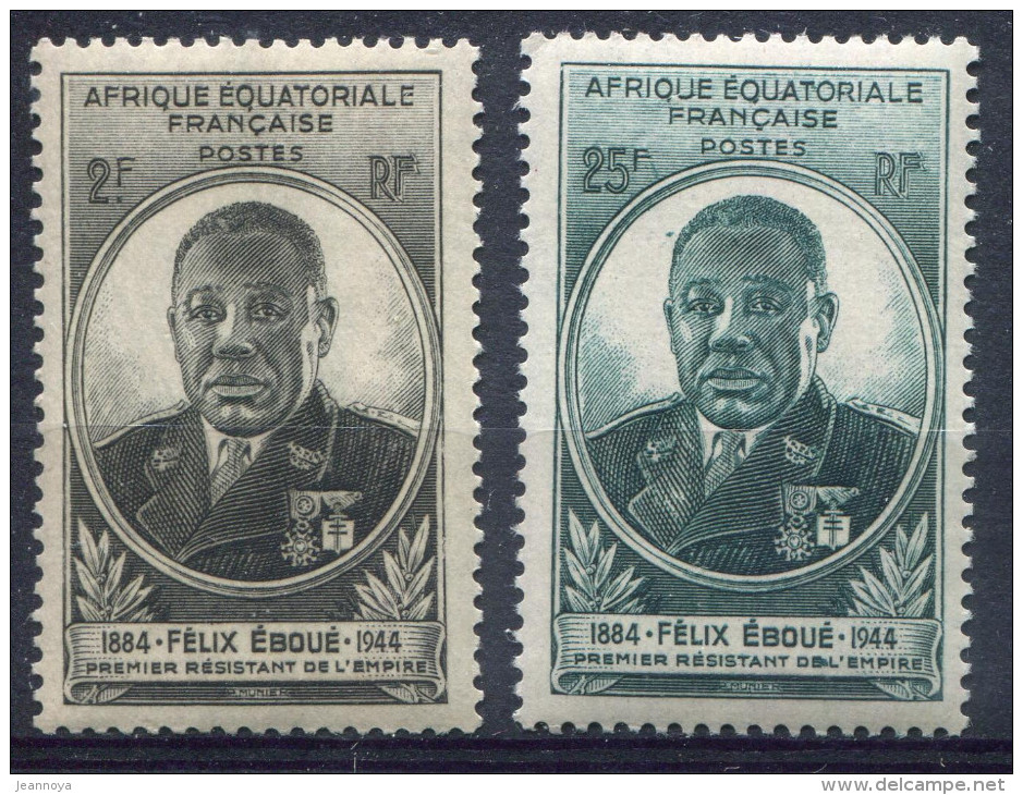 GRANDE SERIE COLONIALE DE FRANCE - GOUVERNEUR-GÉNÉRAL FÉLIX ÉBOUÉ - SERIE COMPLÉTE DE 26 VALEURS ** - LUXE - 1945 Gouverneur-Général Félix Éboué