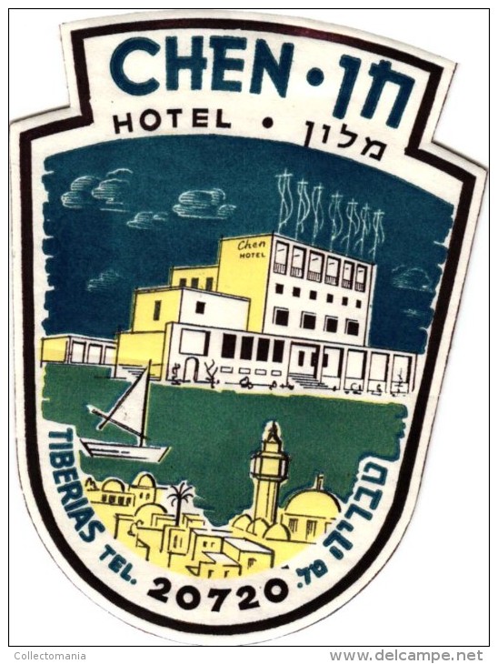 8 HOTEL Labels TURKEY Izmir Efes CEUTA ISRAEL Tiberias LIBANON Tobago - Hotel Labels