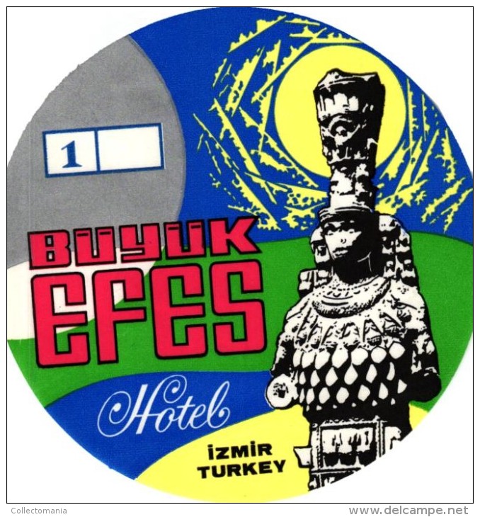 8 HOTEL Labels TURKEY Izmir Efes CEUTA ISRAEL Tiberias LIBANON Tobago - Hotel Labels