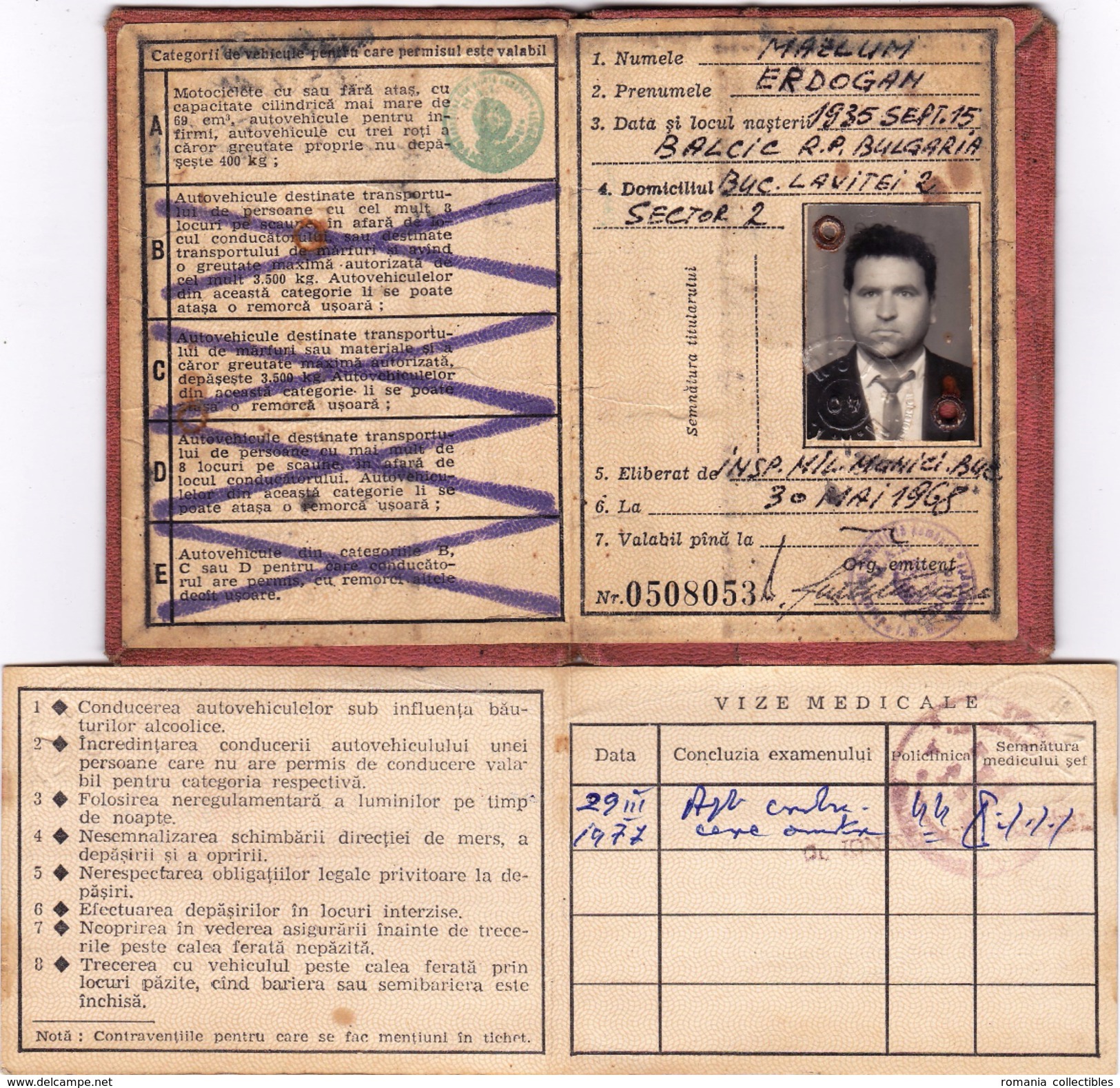 Romania, 1968, Vehicle Driving License / Permit And Penalty Ticket - Documenti Storici