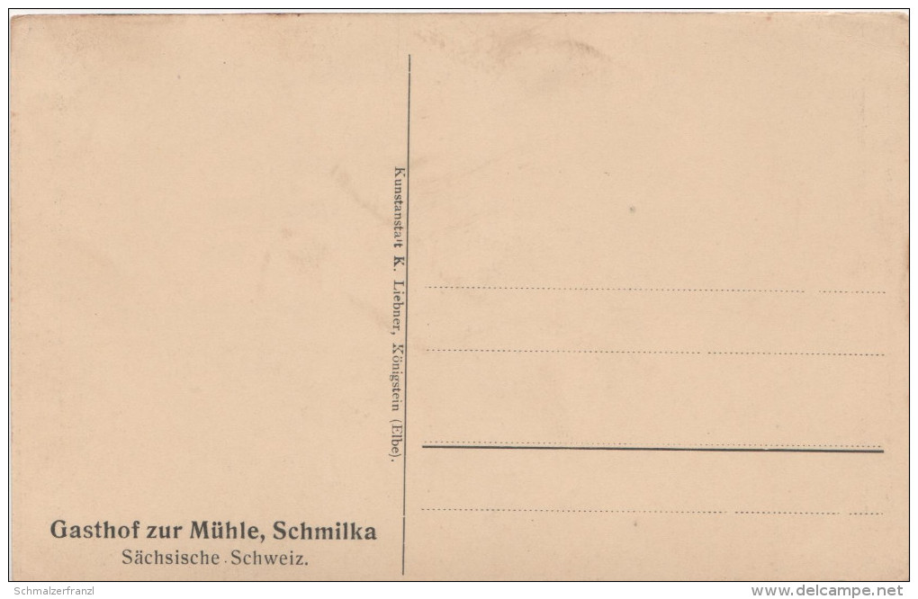 AK Sächsische Schweiz Schmilka Gasthof Zur Mühle Bei Schöna Krippen Schandau Postelwitz Pirna Herrnskretschen Tetschen - Schmilka