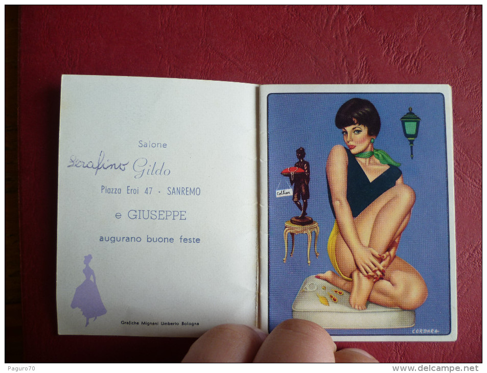 CALENDARIETTO Da Barbiere La MODA Boutique Sexy 1966 Illustrato Da CORDARA - Salone GILDO SANREMO Liguria - Formato Piccolo : 1961-70