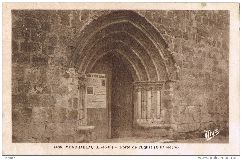 15200. Postal MONCRABEAU (Lot Et Garonne). Porte De Eglise XIII Siecle - Otros & Sin Clasificación