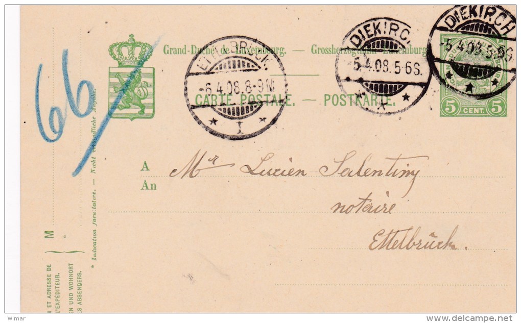 Carte Postale Envoyée Le 6.4.1906 De Diekirch à Ettelbruck - Other & Unclassified