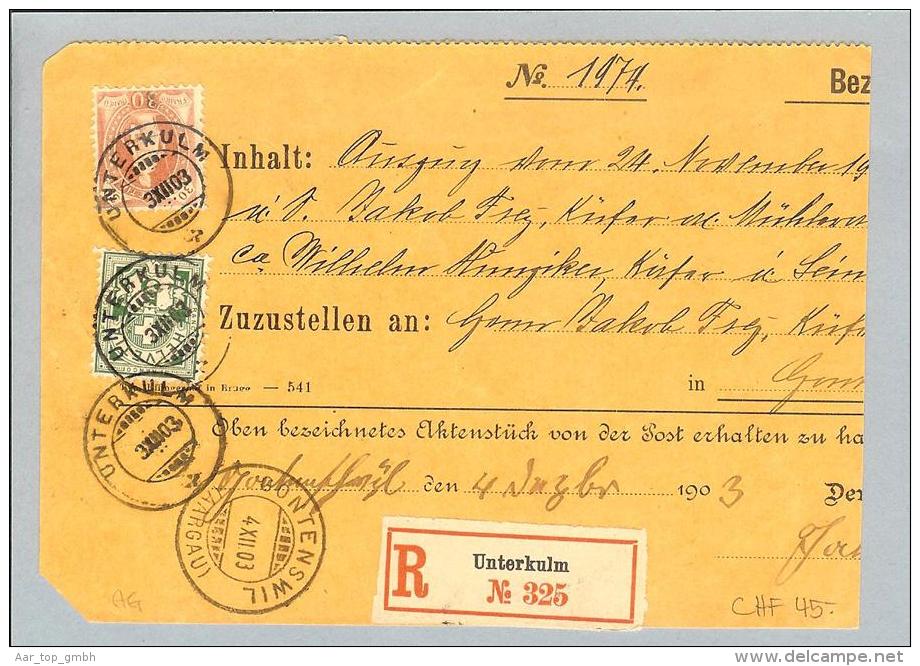 Heimat AG Unterkulm 1903-12-04 R-Gerichtsakte Stehende WZ - Briefe U. Dokumente