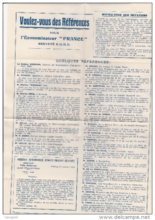 FASCICULE DE 8 PAGES DE 1913 SUR L'ECONOMISEUR D'ESSENCE - - Publicités