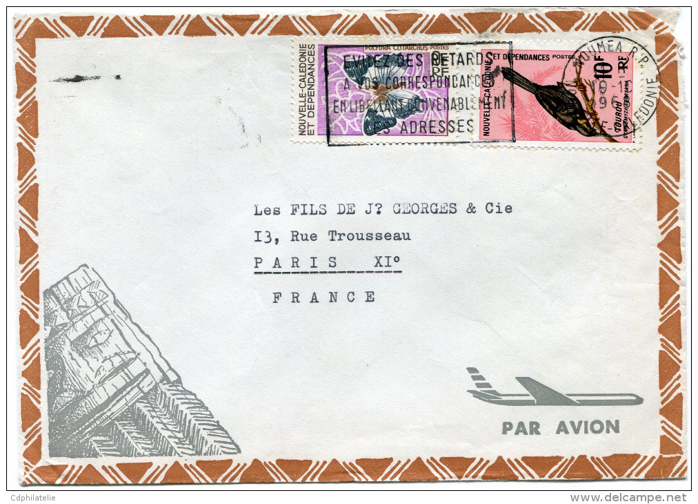 NOUVELLE-CALEDONIE LETTRE PAR AVION DEPART NOUMEA 19-10-1968 POUR LA FRANCE - Covers & Documents