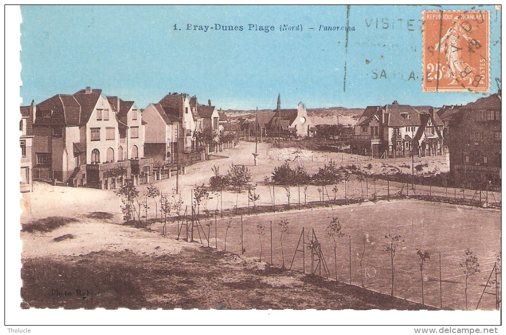 Bray-Dunes-Plage (Zuydcoote-Nord)-+/-1930-Panorama De La Rue Des Puviers(nouvelles Villas) Et De La Chapelle - Bray-Dunes