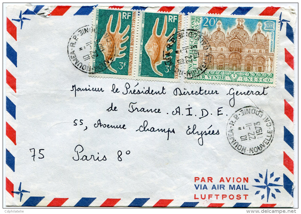 NOUVELLE-CALEDONIE LETTRE PAR AVION DEPART NOUMEA 22-11-1973 POUR LA FRANCE - Cartas & Documentos