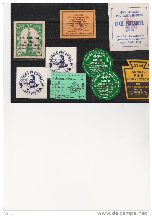 LOT DE 9 VIGNETTES ETATS UNIS DE 1941 -1949 A 1966.  TB - - Erinnofilia