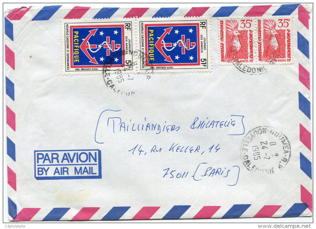 NOUVELLE-CALEDONIE LETTRE PAR AVION DEPART NOUMEA 24-7-1985 POUR LA FRANCE - Briefe U. Dokumente