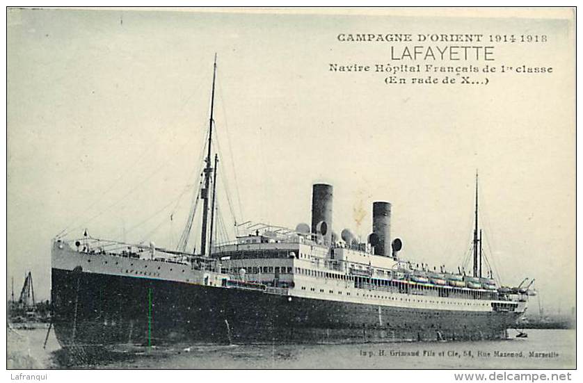 Ref  J684- Transports - Paquebots -paquebot- Guerre 1914-18-lafayette ,navire Hopital ,campagne D Orient -carte Bon Etat - Autres & Non Classés