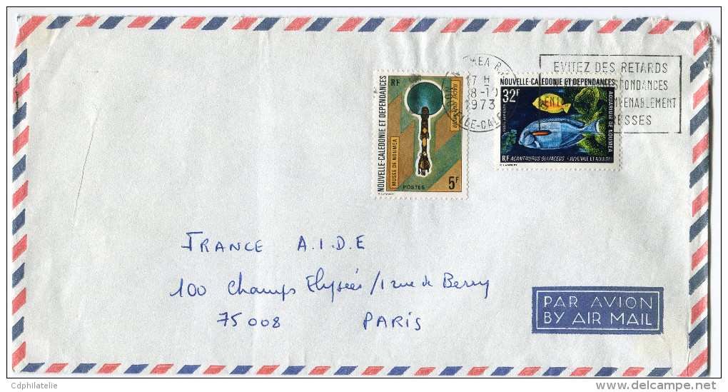 NOUVELLE-CALEDONIE LETTRE PAR AVION DEPART NOUMEA 8-10-1973 POUR LA FRANCE - Covers & Documents