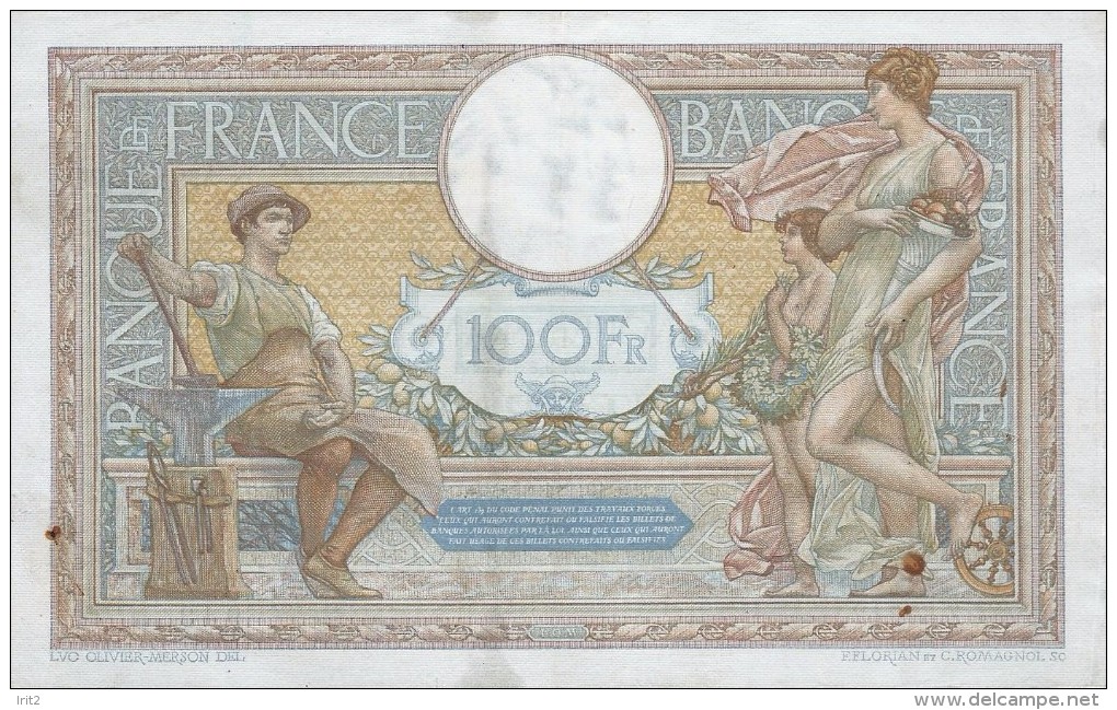 BANKNOTES FRANCE    1938 FRANCIA 100 FRANCS LUC OLIVIER MERSON - 100 F 1908-1939 ''Luc Olivier Merson''