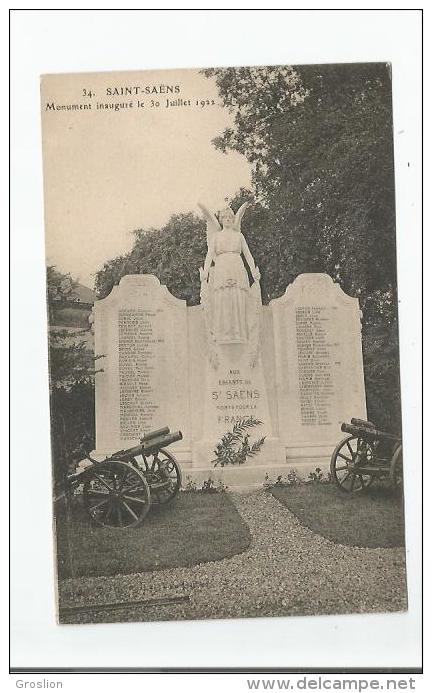 SAINT SAENS 34 MONUMENT INAUGURE LE 30 JUILLET 1922 - Monuments Aux Morts