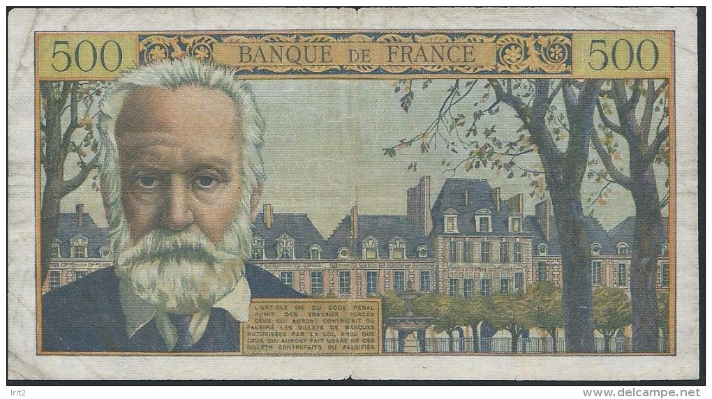 BANKNOTES FRANCE   1945 FRANCIA 500 FRANCS VICTOR HUGO - 500 F 1954-1958 ''Victor Hugo''