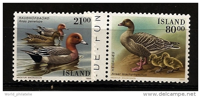Islande Island 1990 N° 675 / 6 ** Canard Siffleur, Palmipèdes, Animaux, Oiseau, Anas Penelope, Anser Brachyrhynchus, Oie - Unused Stamps