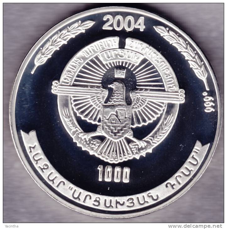 @Y@   Nagorno Karabakh  1000 Dram 2004 Silver Coin. Rare Wildlife Coin Leopard  Proof - Nagorno-Karabakh