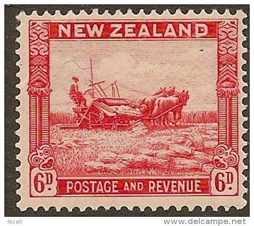 NZ 1935 6d Harvesting W7 SG 564 HM #NS156 - Unused Stamps