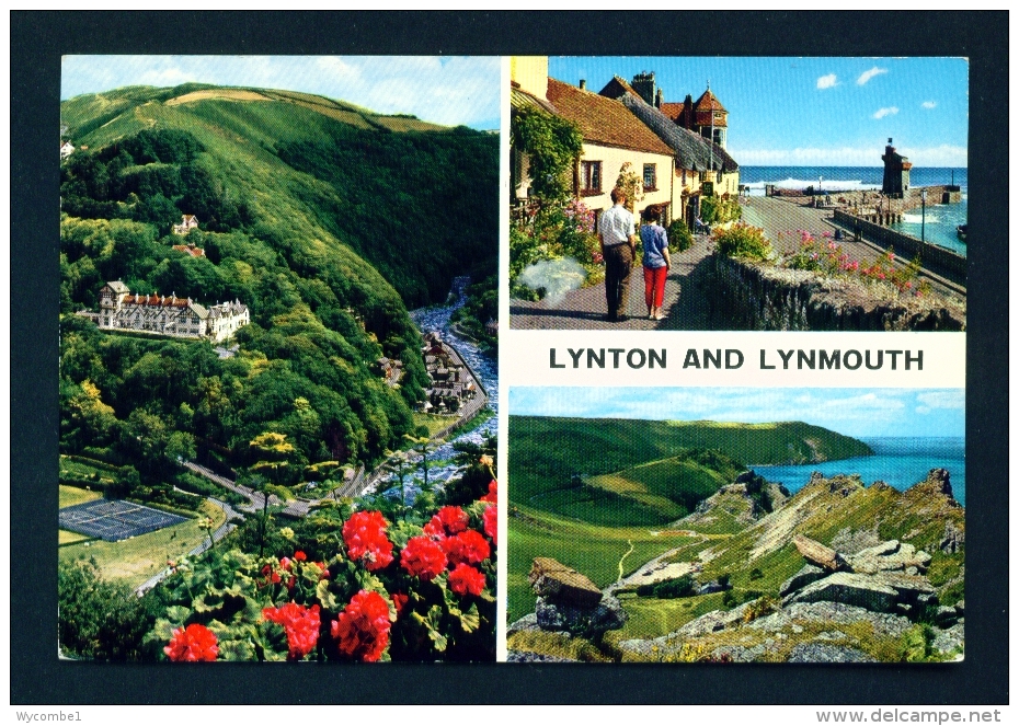 ENGLAND  -  Lynton And Lynmouth  Multi View  Used Postcard As Scans - Lynmouth & Lynton