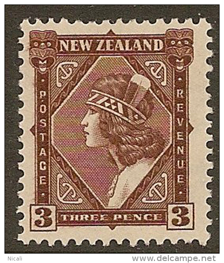 NZ 1935 3d Maori Girl W7 SG 561 HM #NS153 - Ongebruikt