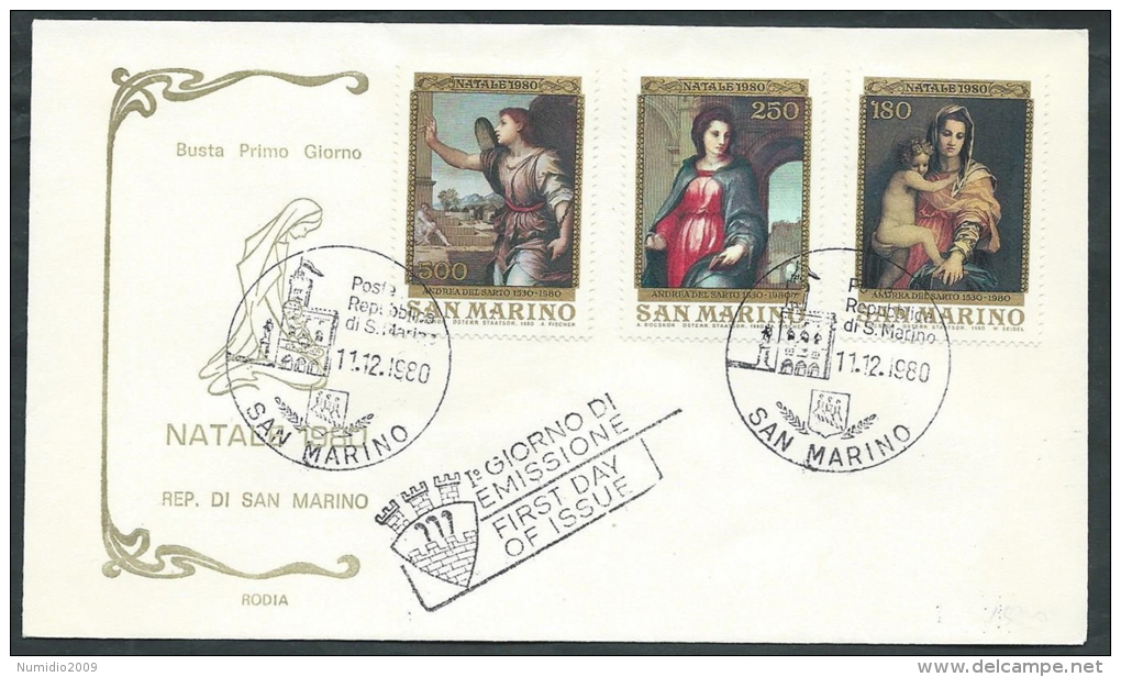 1980 SAN MARINO FDC RODIA NATALE NO TIMBRO ARRIVO - RD21 - FDC