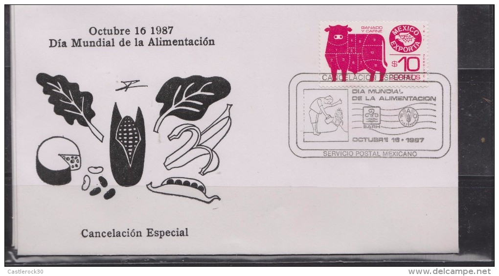 RE)1987 MEXICO, WORLD FOOD DAY, CATTLE AND MEAT, SPECIAL CANCELLATION - Mexico