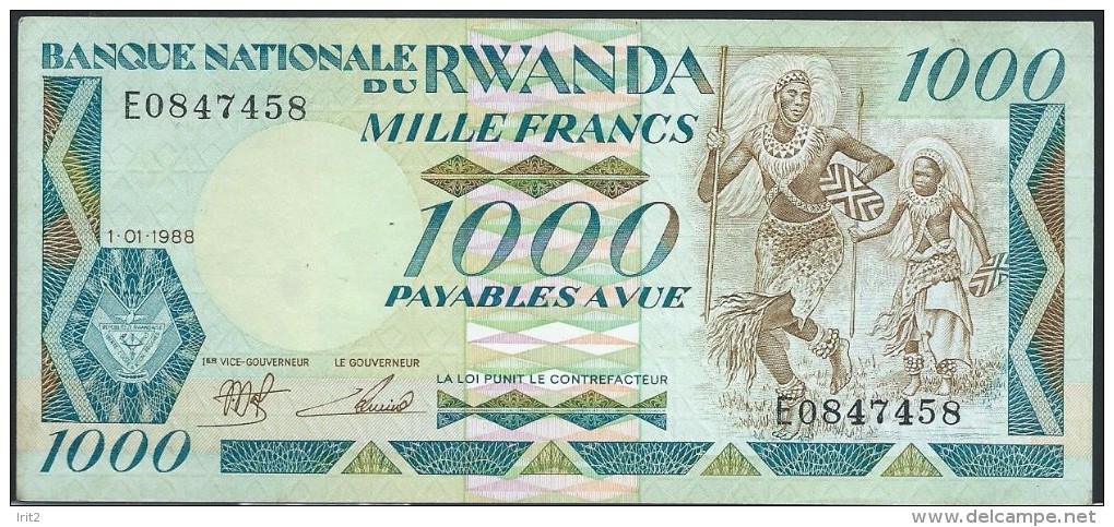 BANKNOTES RWANDA   1988 RWANDA 1000 FRANCS AMAFARANGA - Ruanda