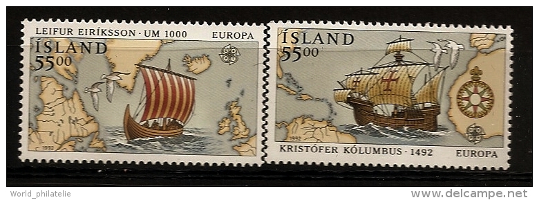 Islande Island 1992 N° 715 / 6 ** Europa, Emission Conjointe, Amérique, Christophe Colomb, Drakkar, Rose Des Vents, Bird - Unused Stamps