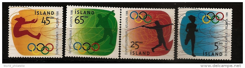 Islande Island 1996 N° 799 / 802 ** Jeux Olympiques, Atlanta, USA, Course, Lancer Du Poids, Javelot, Saut En Longueur - Unused Stamps