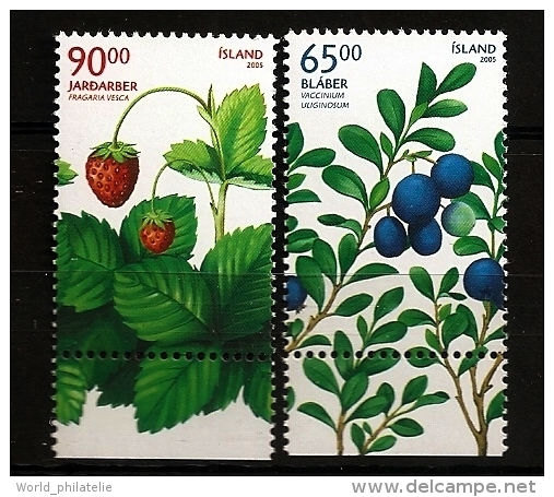 Islande Island 2005 N° 1034 / 5 ** Flore, Baies Sauvages, Fruits, Myrtille Des Marais, Fraise, Fragaria, Alimentation - Unused Stamps