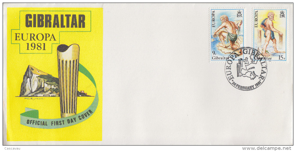 Enveloppe  1er  Jour   GIBRALTAR   Paire    EUROPA    1981 - 1981