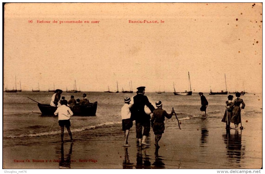 62-BERCK PLAGE..RETOUR DE PROMENADE EN MER..CPA ANIMEE - Berck